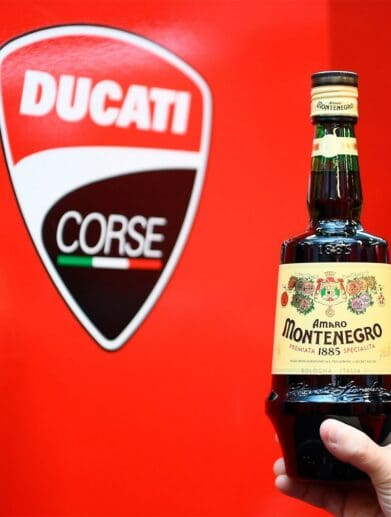 A view of the Ducati Corse and Amaro Montenegro collaboration in support of the "Don't Drink and Ride" campaign