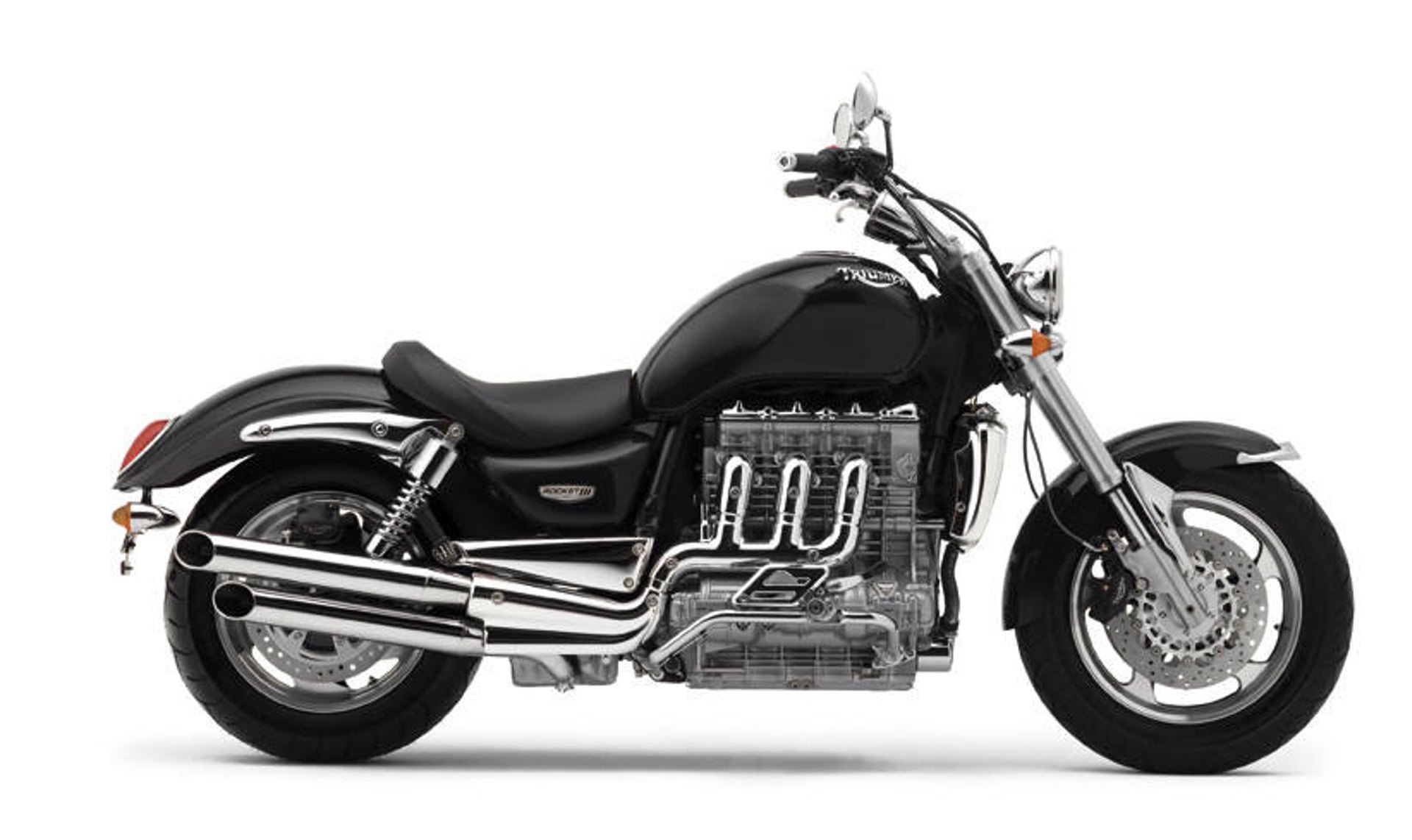  Black 2004 Triumph Rocket 3 on white background