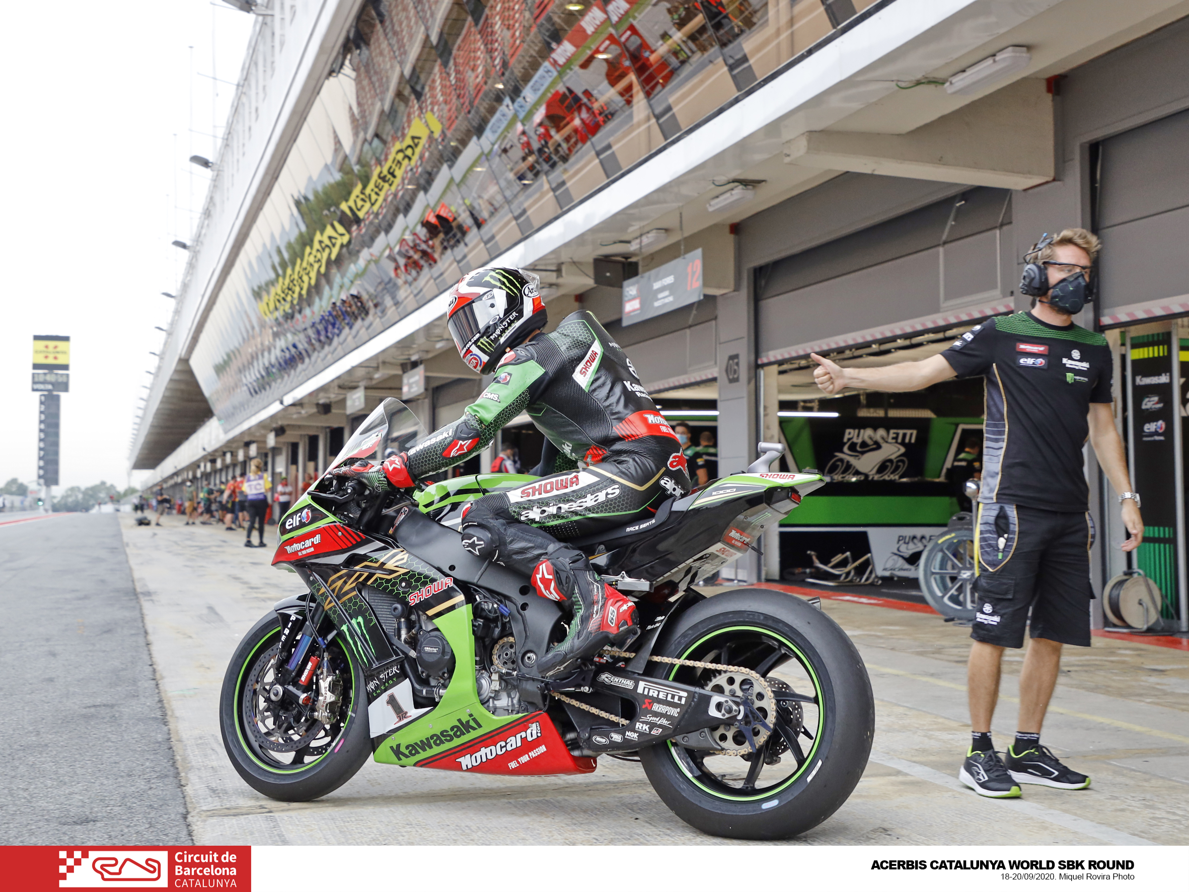 A view of a WorldSSP300 racer about to enter the track