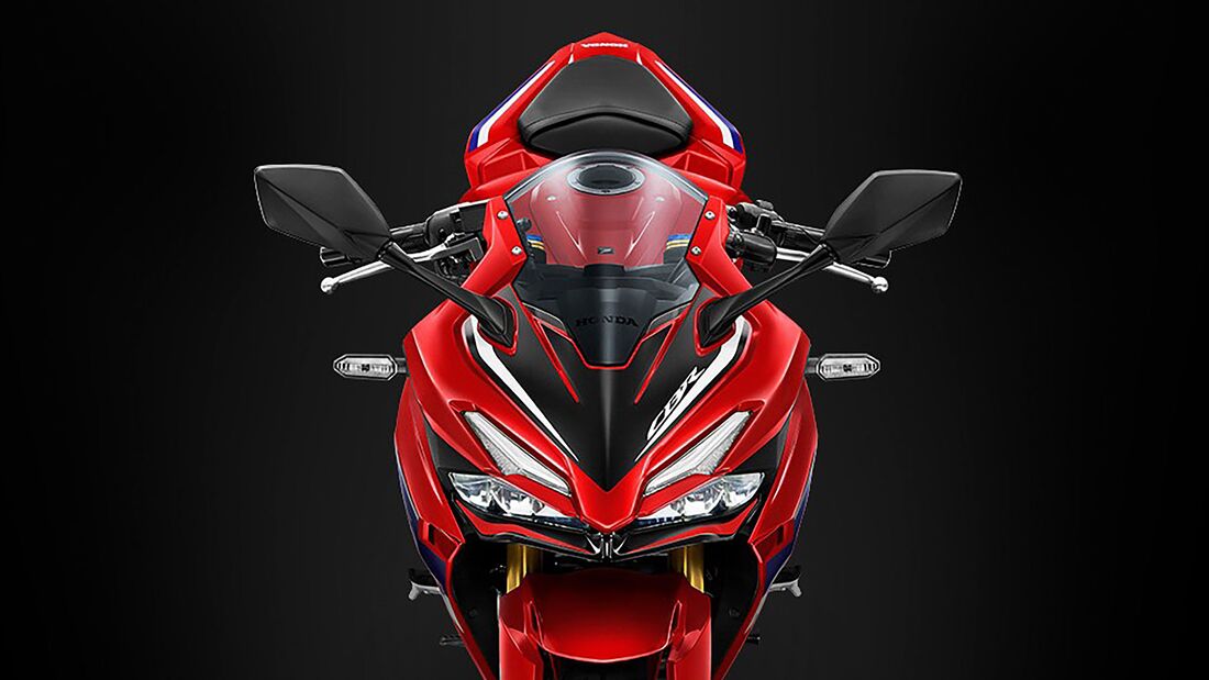 A picture of the 2022 Honda SBR150R headlight, resembling the Fireblade