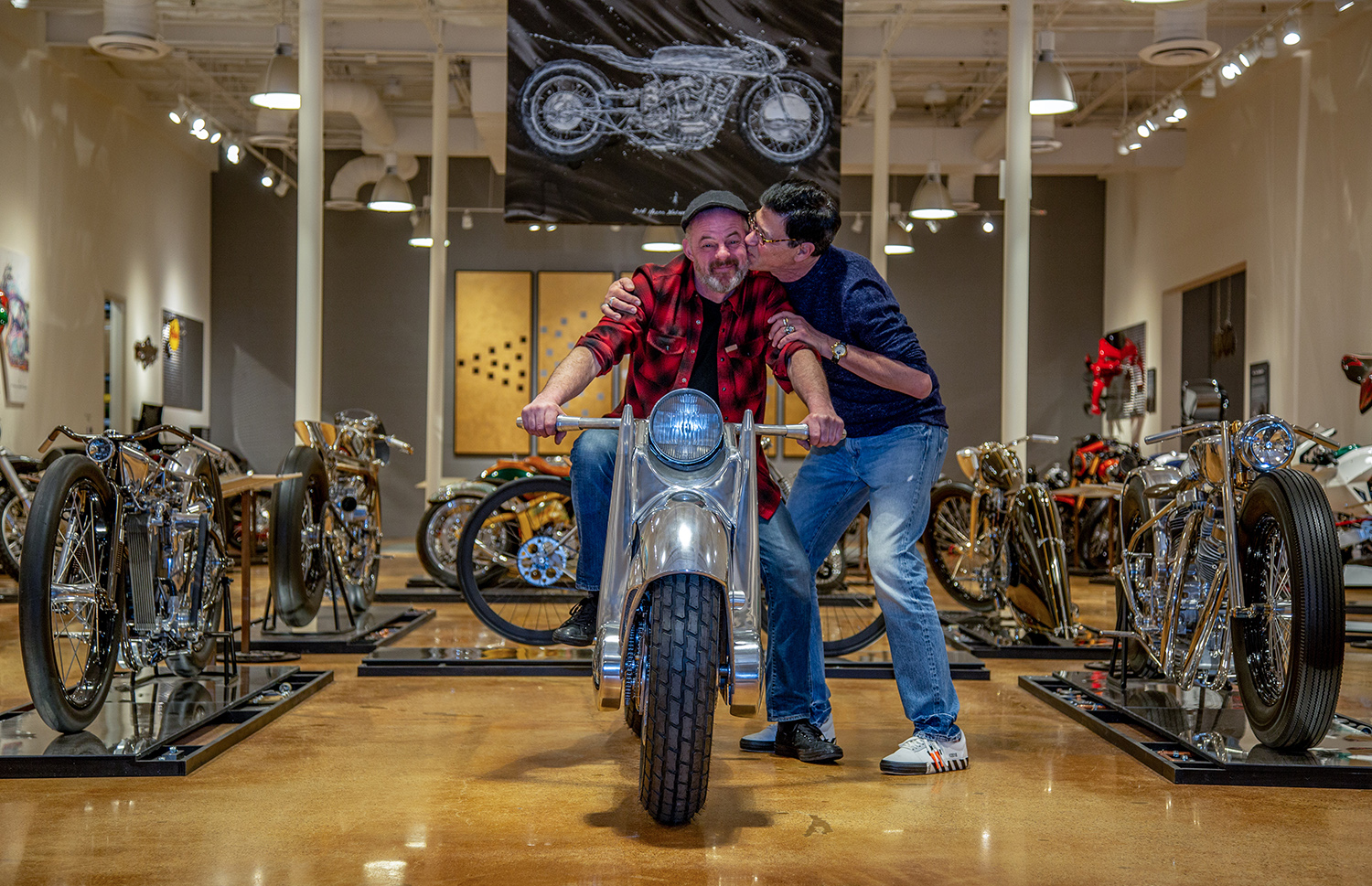 Robert Haas and Craig Rodsmith in the Haas Moto Museum