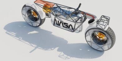 A side view of the Tardigrade - a space motorcycle concept from German Design studio Hookie