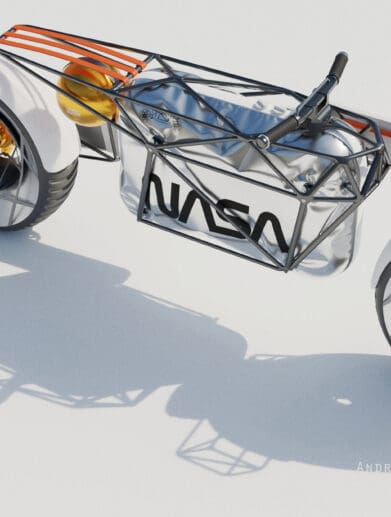 A side view of the Tardigrade - a space motorcycle concept from German Design studio Hookie