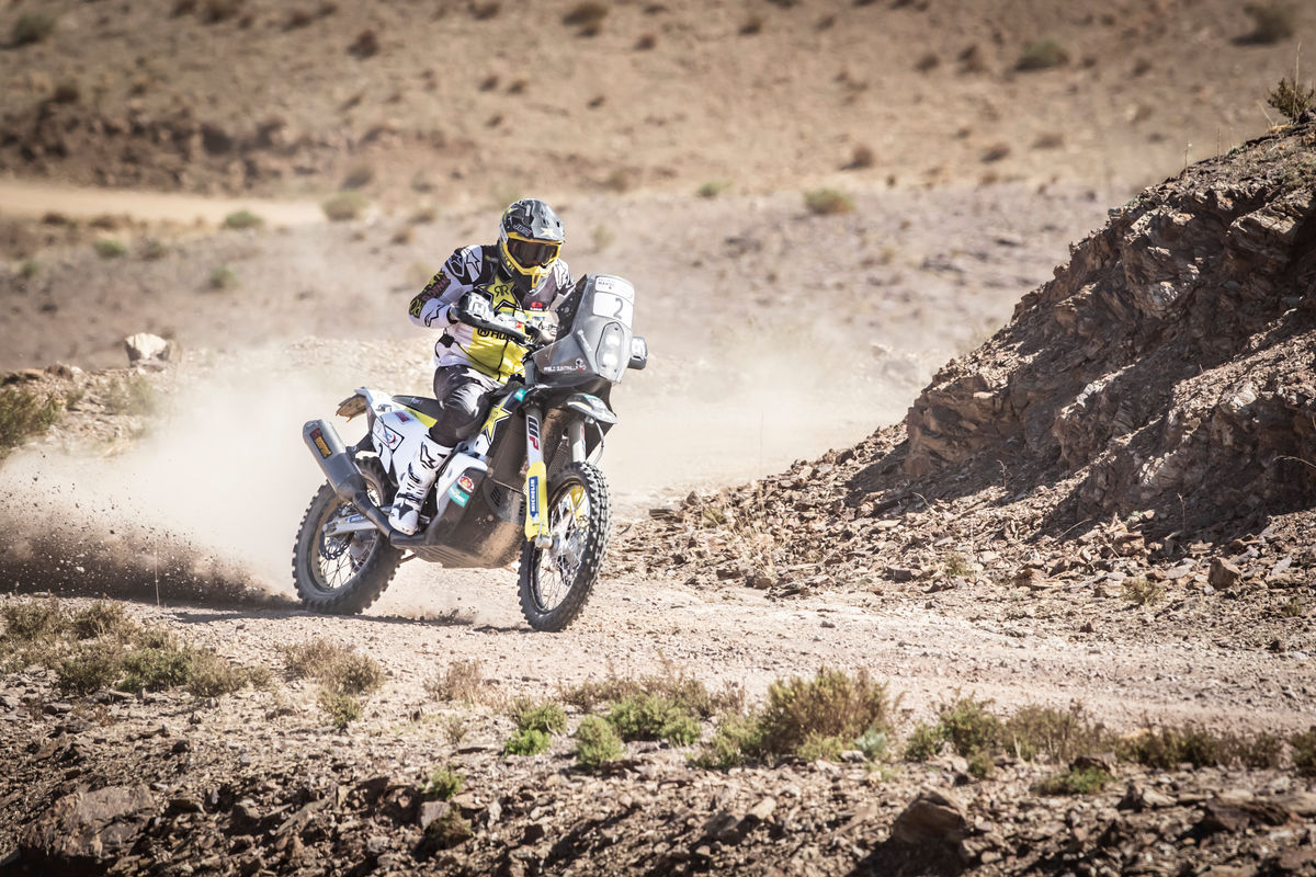 A view of Pablo Quintanilla riding in the 2021 Moroccan Rally