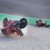 Ducati racer Francesco Bagnaia crashing in the same corner due to the same reason as teammate Jack Miller - he broke his tibia but no other injuries are recorded