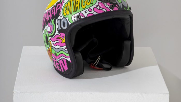 Chris Piascik X DGR Helmet, up for auction in celebration of ten years of the Distinguished Gentleman's Ride