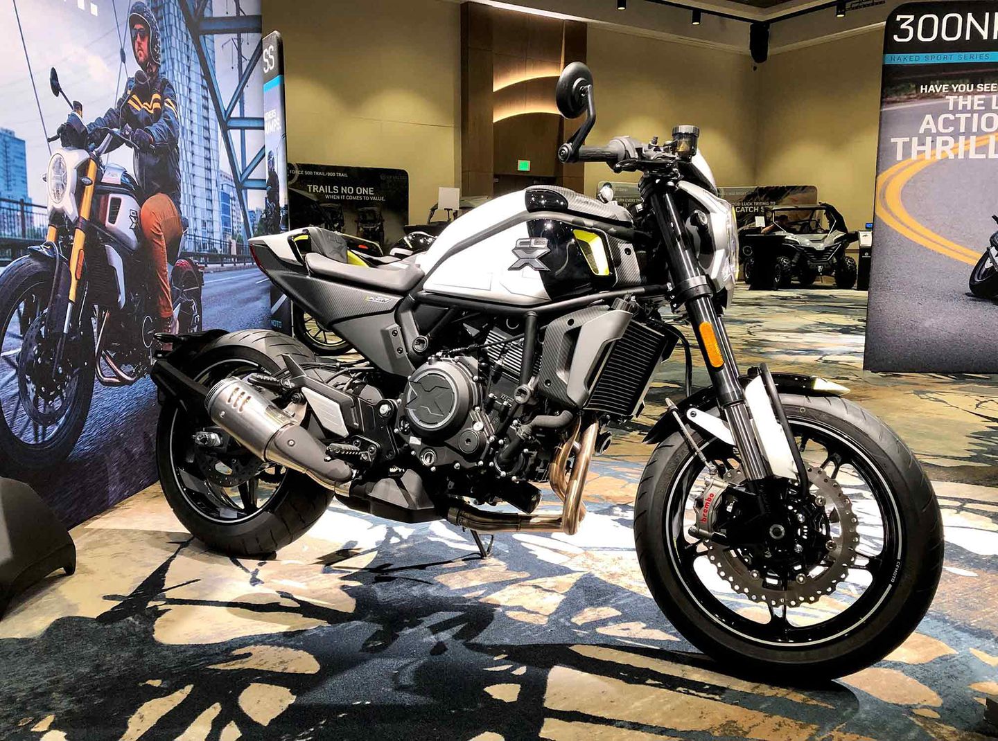 The 700CL-X Sport is powered by the same 693cc engine but adds clip-ons and rearsets for a sportier riding position. Higher-spec brakes also earn it a higher price tag