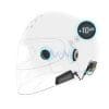 Diagram showing iASUS EAR3 V2 Portable Helmet Amp on helmet