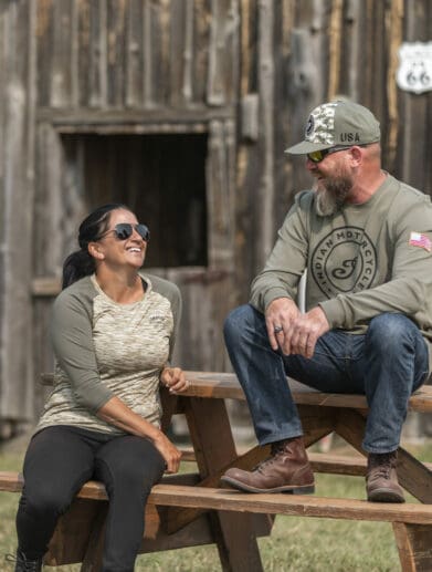 A view of the Military-themed clothing line from Indian Motorcycles in commemoration of vets associated with the Veterans Charity Ride