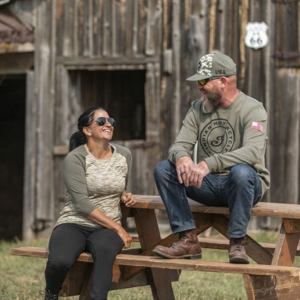 A view of the Military-themed clothing line from Indian Motorcycles in commemoration of vets associated with the Veterans Charity Ride