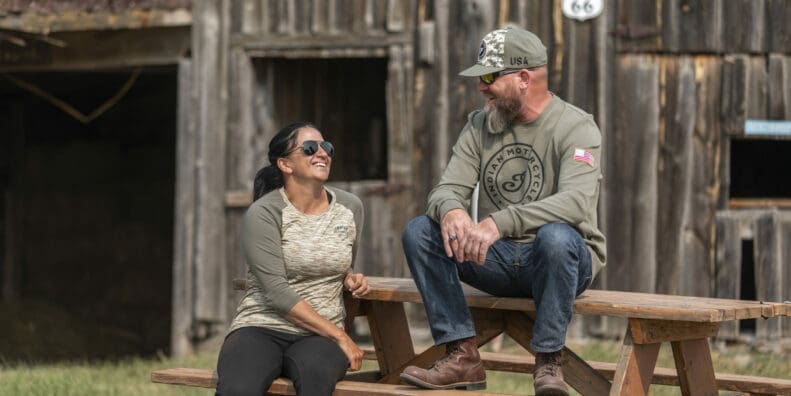 A view of the Military-themed clothing line from Indian Motorcycles in commemoration of vets associated with the Veterans Charity Ride