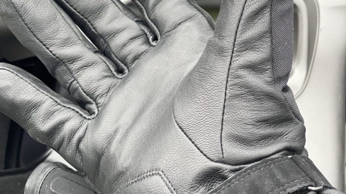 A view of Rev'it Kryptonite 2 GTX Gloves, showing the leather palms A view of Rev'it Kryptonite 2 GTX Gloves, showing the leather palms