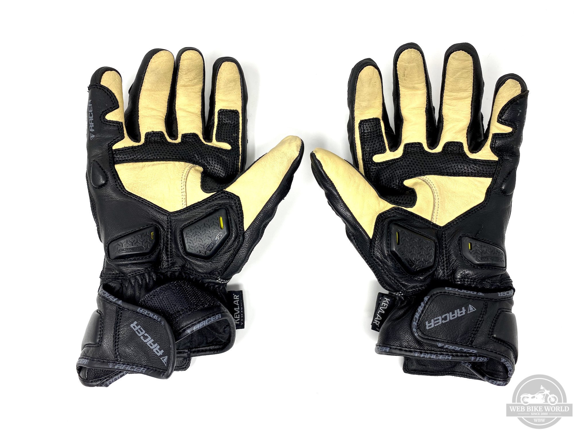 Palm view of the gloves showing the kangaroo leather