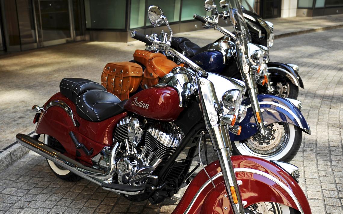 A view of an Indian Motorcycles logo on a bike