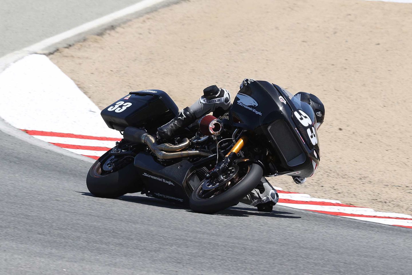 A view of Kyle Wyman on his Indian Bagger, which he used to snatch the KOTB trophy for the 2021 season