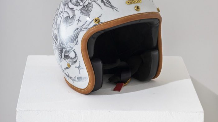 Luke Wessman X DGR Helmet, up for auction in celebration of ten years of the Distinguished Gentleman's Ride