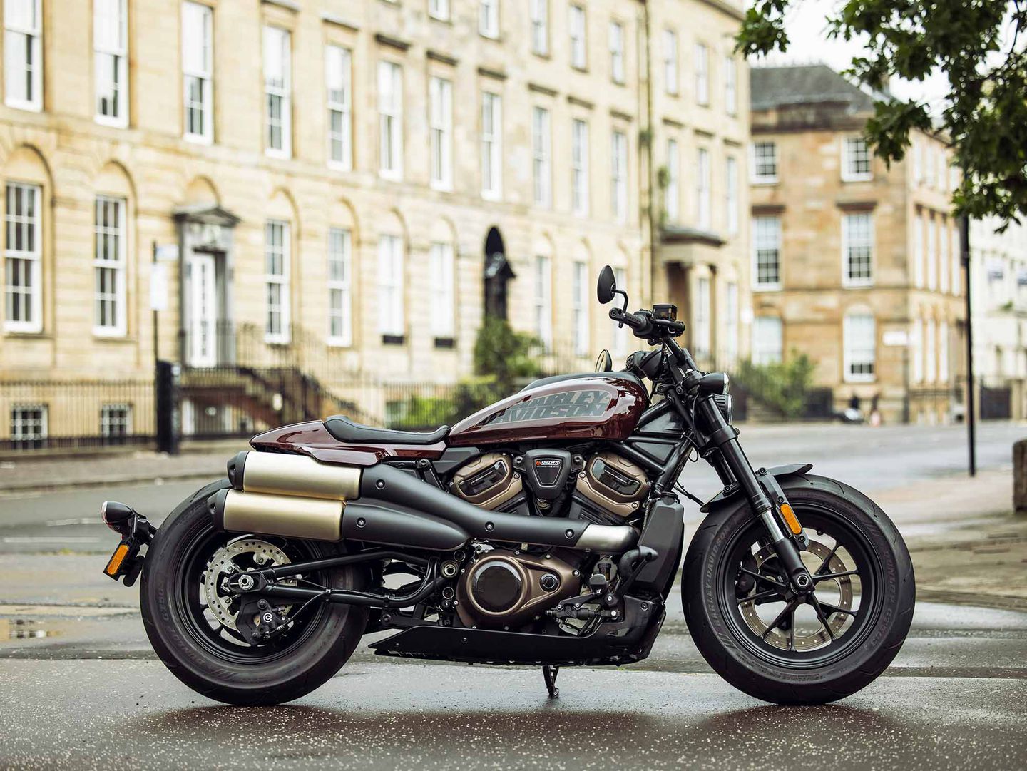 A side view of the Harley-Davidson Sportster S motorcycle, recently out in an attempt to attract a younger generation to H-D bikes