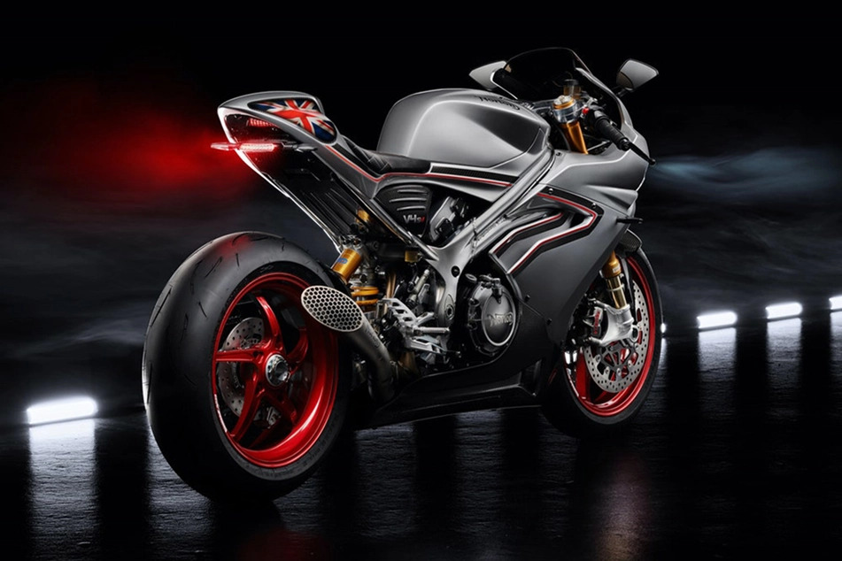 A rear view of the new Norton V4SV Supersport race bike
