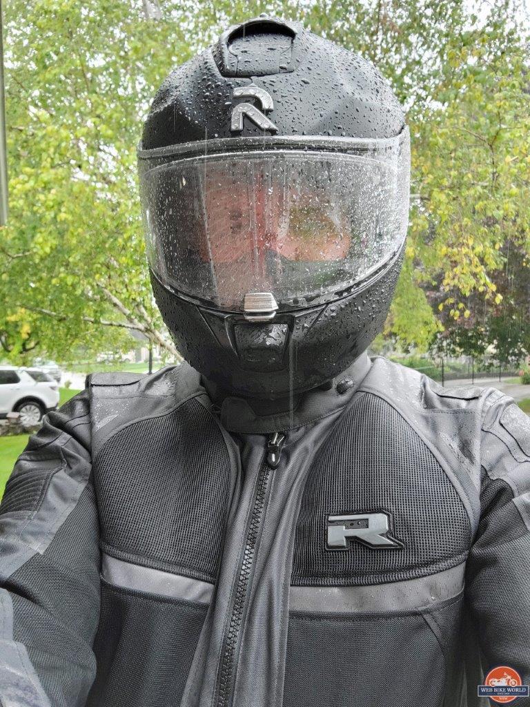 Close-up of rider in helmet and Richa Airstorm WP Jacket