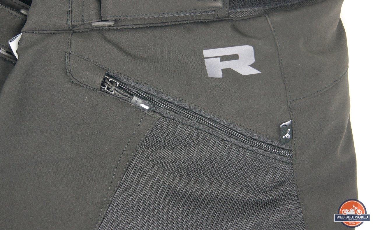 Close-up of zipper on pocket of Richa Softshell WP Pants