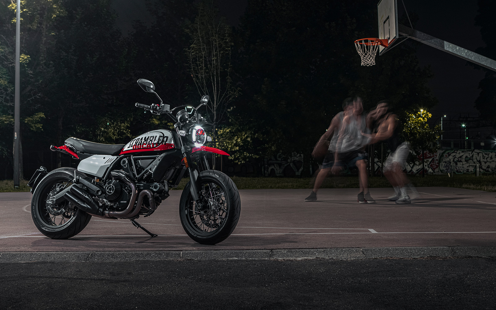 A view of the Scrambler Ducati Urban Motorcycle courtesy of Ducati's World Premiere