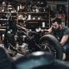 A view of a rider linking on his motorcycle in connection with current UK proposals to make motorcycle modifications illegal
