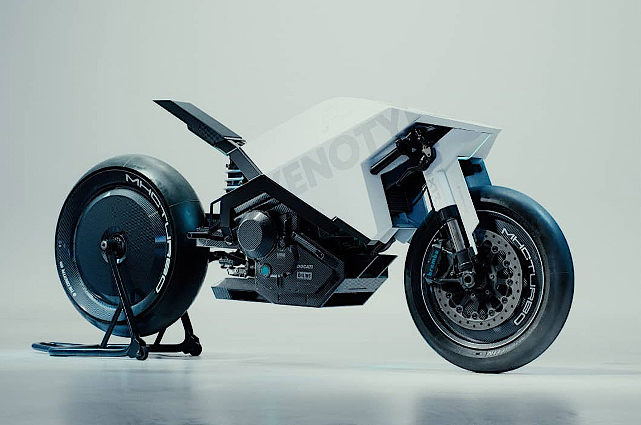 A side view of the Xenotype - a motorcycle concept born from the studios of Colorsponge and Ash Thorp