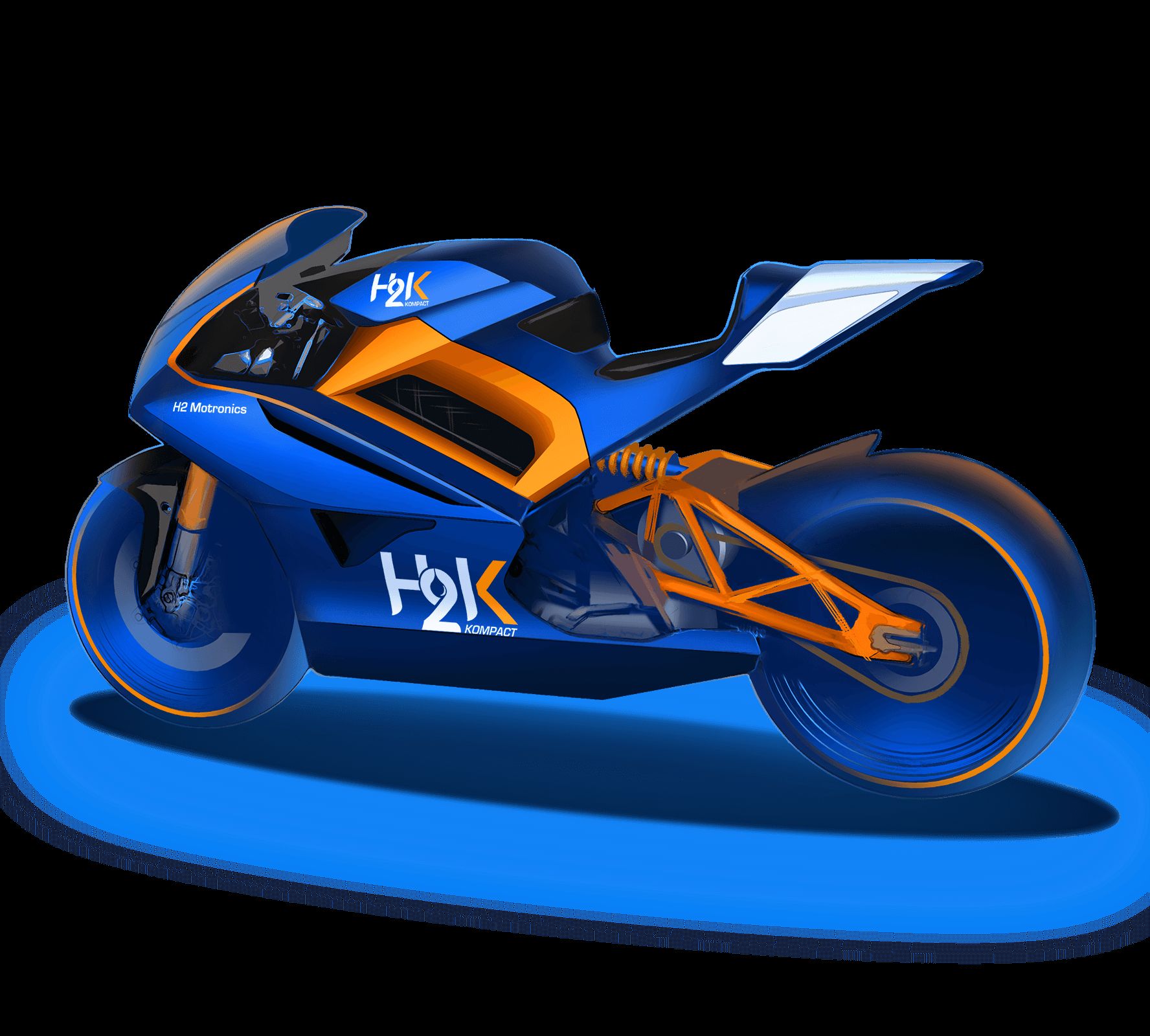 A view of the hydrogen motorcycle from H2 Motronics