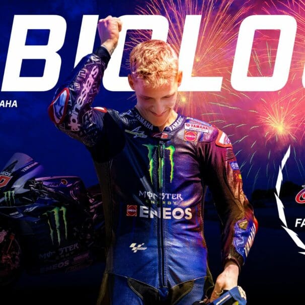 A poster of Fabio Quartararo, winner of the 2021 MotoGP Championship