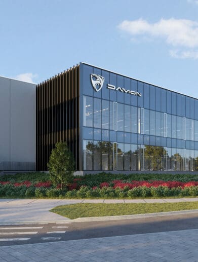 A 3D rendering of the new plant being built in Surrey for Damon Motorcycles