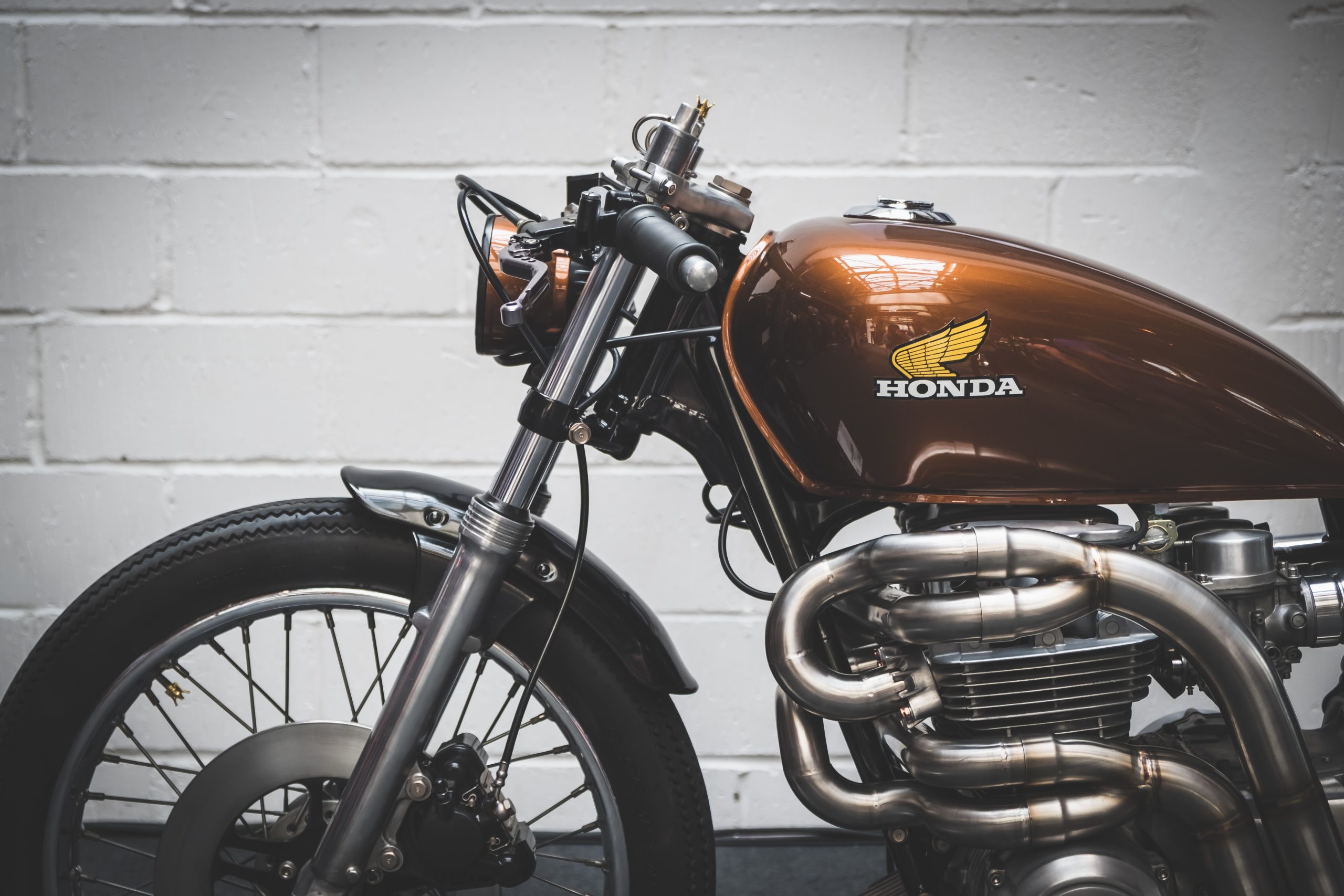 A view of a retro Honda bike connected to one Dan Burton