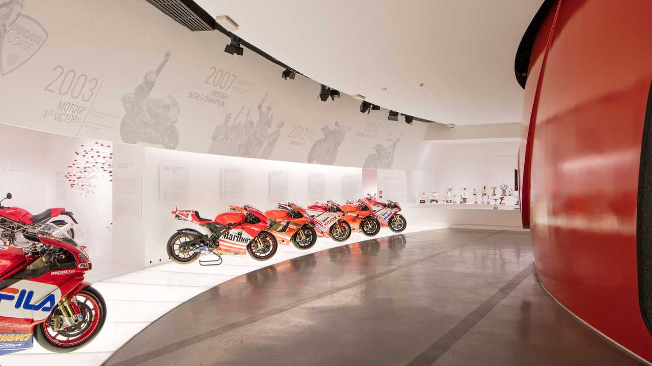 A view of the museum in the Ducati Borgio Panigale Factory