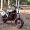 A frontal quarter view of the new sFTR Mini motorcycle from Indian Motorcycles - an electric-youth bike available to the smaller riding community