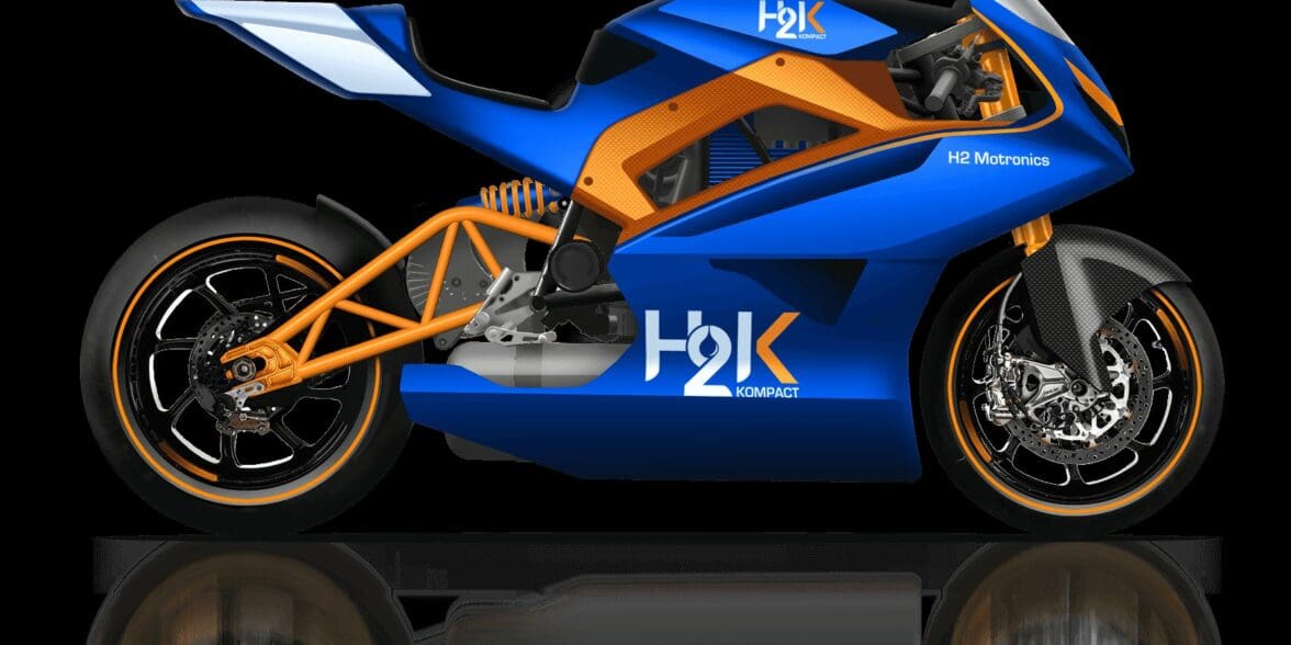A view of the hydrogen motorcycle from H2 Motronics