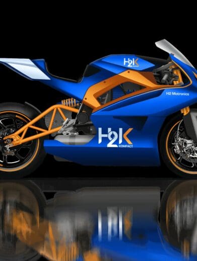 A view of the hydrogen motorcycle from H2 Motronics