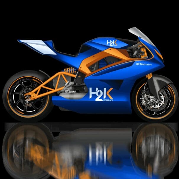 A view of the hydrogen motorcycle from H2 Motronics