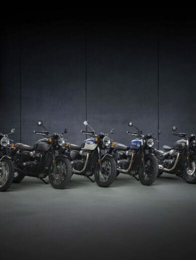 A view of the Bonneville range that has been blessed with Triumph's Gold Line Edition