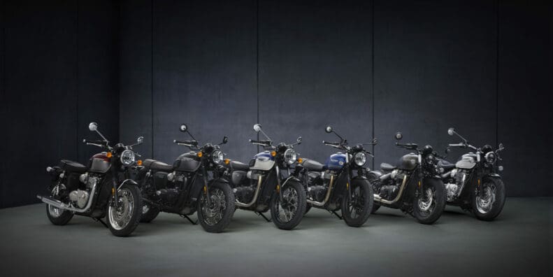 A view of the Bonneville range that has been blessed with Triumph's Gold Line Edition