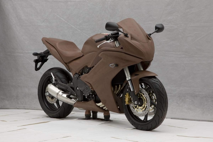 A view of a bike from Honda, in clay prototype rendering