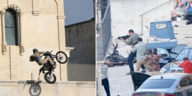 A view of the scene during the shooting of James Bond movie "No Time To Die", featuring Daniel Craig