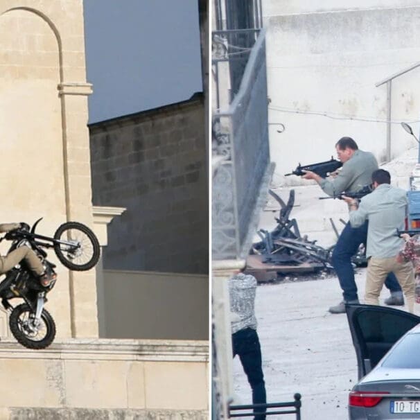 A view of the scene during the shooting of James Bond movie "No Time To Die", featuring Daniel Craig