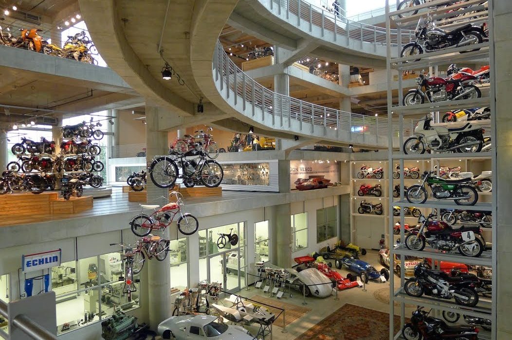 A view of the vinta=ge motorcycle museum in the barber motorsports complex