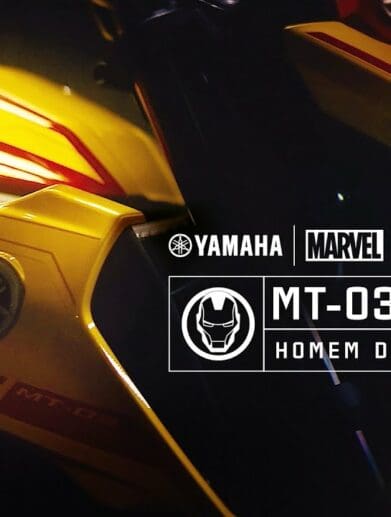 A close-up of the new Iron Man-themed MT-03 from Yamaha Brazil