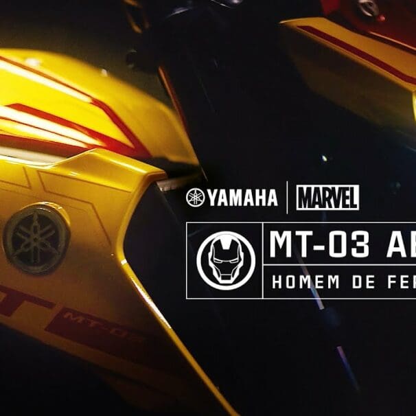 A close-up of the new Iron Man-themed MT-03 from Yamaha Brazil