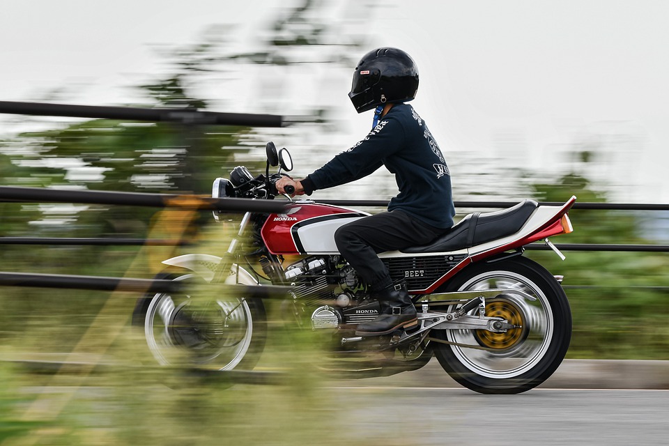Side view of a rider on motorcycle