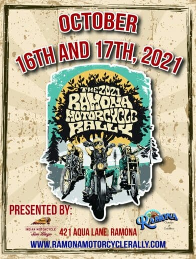 view of the poster for the Ramona Motorcycle Show running from October 16-17 of this year (next week)