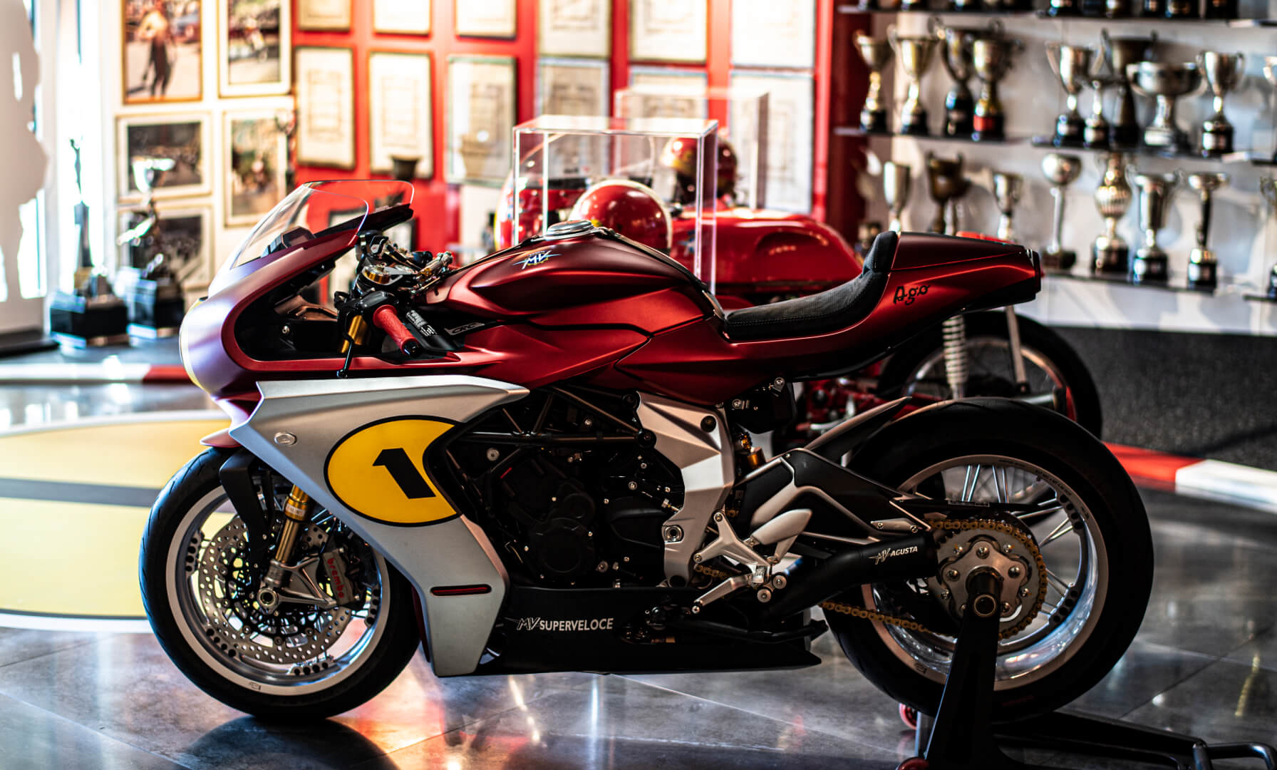A side view of the new Special Edition Superveloce Ago created in commemoration of Giacomo Agostini