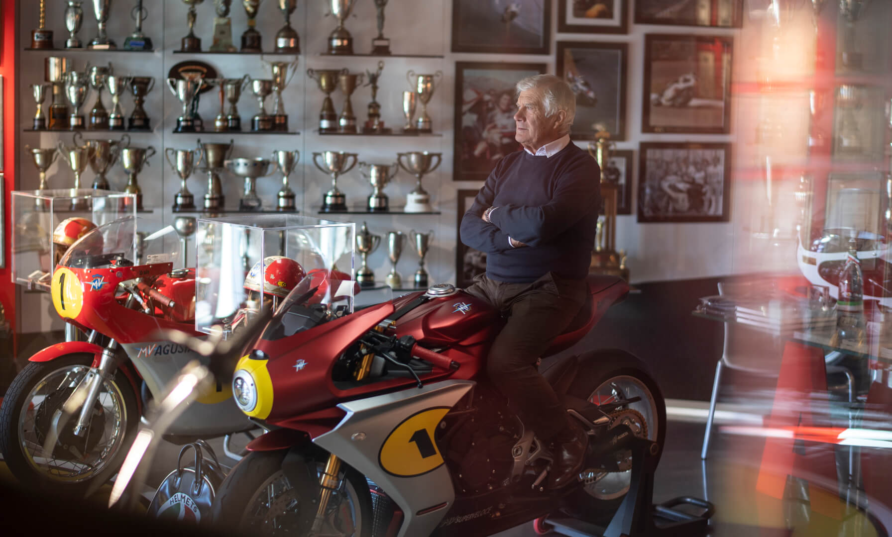 A view of Giacomo Agostini himself on the new Special Edition Superveloce Ago created in commemoration of Giacomo Agostini