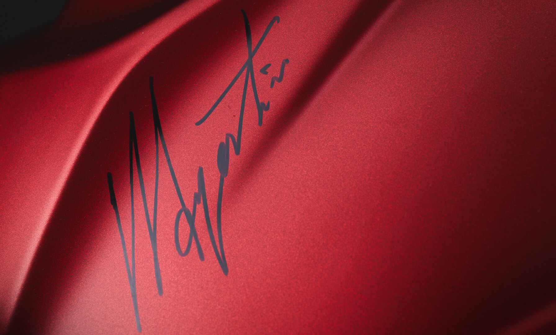 A view of Giacomo Agostini's signature on the new Special Edition Superveloce Ago created in commemoration of Giacomo Agostini