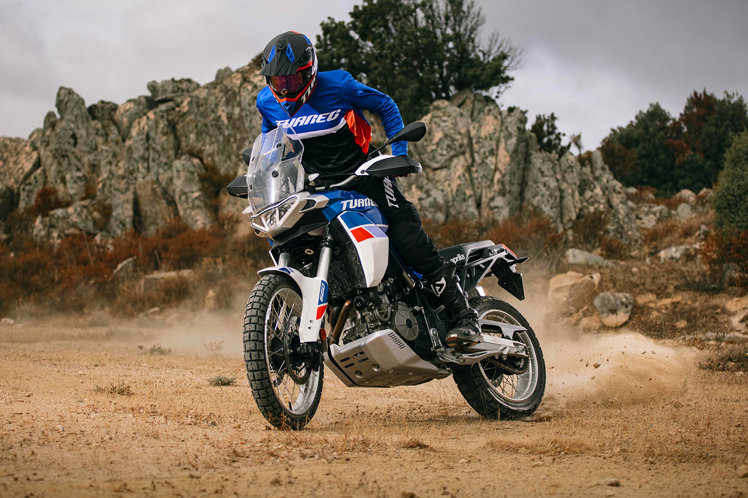 the Aprilia Tuareg being tested out on dirt